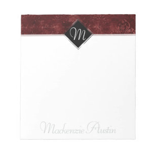 Bloc De Notas Velvety Henna Damask Crimson Red Grunge Baroque