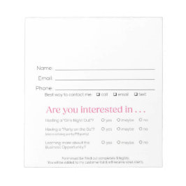 Bloc De Notas Vendor Lead Slips for Booking & Recruit Pink Zebra