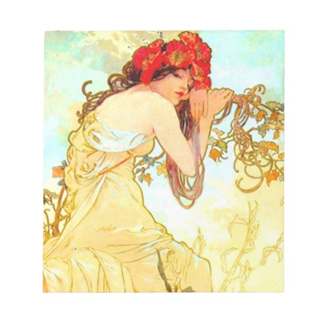 Bloc De Notas Verano de Art Nouveau de Alphonse Mucha (Frente)
