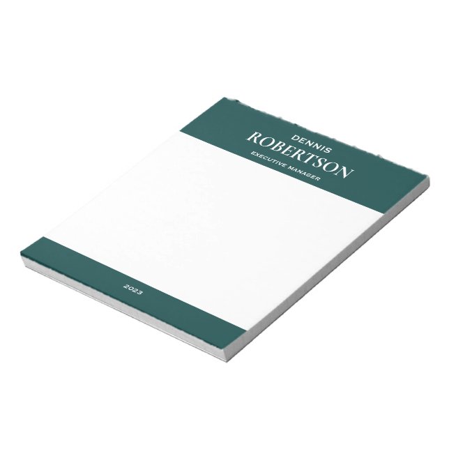 Bloc De Notas Verde azulado empresarial simple y personalizado (Lado Izquierdo)