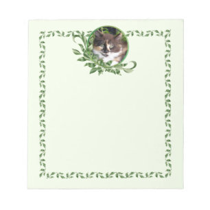 Bloc de notas verde Calico Kitten Garden