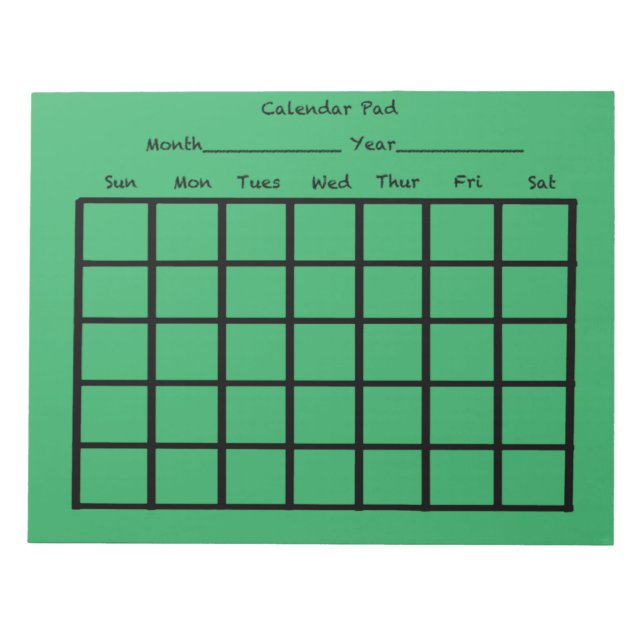 Bloc De Notas Verde del teclado del calendario (Frente)