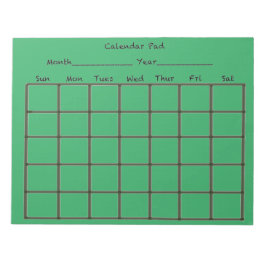 Bloc De Notas Verde del teclado del calendario