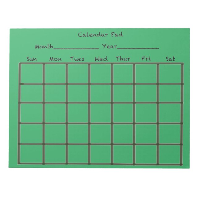 Bloc De Notas Verde del teclado del calendario (Frente)