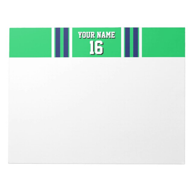 Bloc De Notas Verde Esmeralda con Jersey del equipo de franjas b (Frente)