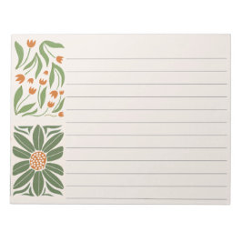 Bloc De Notas Verde floral y rosa Moderno