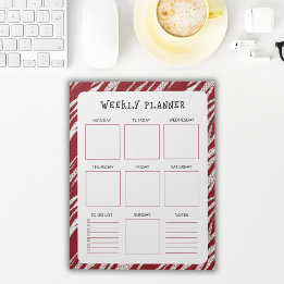 Bloc De Notas Vertical Undated Weekly Planner with Red Border