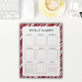 Bloc De Notas Vertical Undated Weekly Planner with Red Border