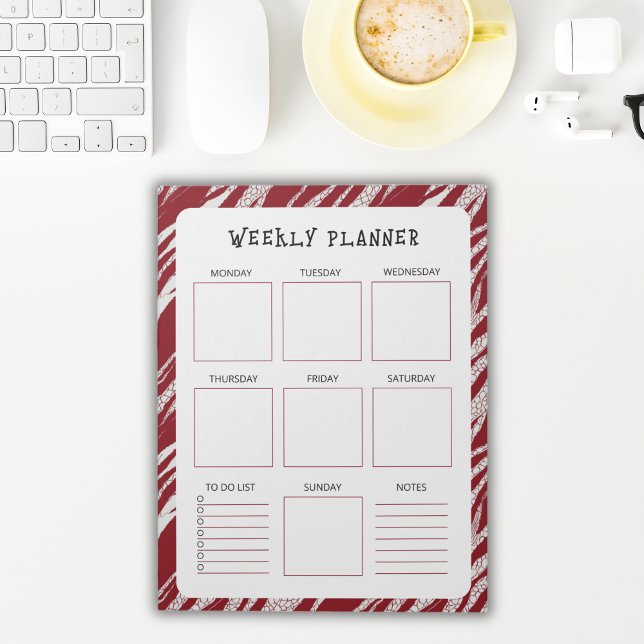 Bloc De Notas Vertical Undated Weekly Planner with Red Border (Subido por el creador)