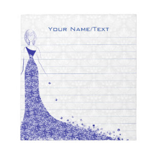 Bloc De Notas Vestido Boda Royal Blue & White Damask