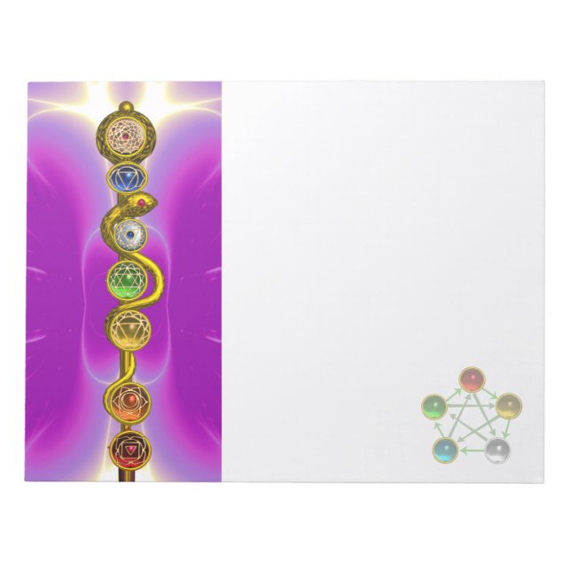 BLOC DE NOTAS VÍA DE ASCLEPIUS 7 CHAKRAS, YOGA, ENERGÍA ESPIRITU (Frente)