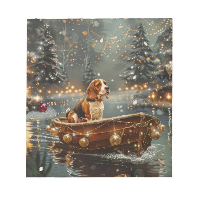 Bloc De Notas Viaje festivo de los Navidades Beagle (Frente)