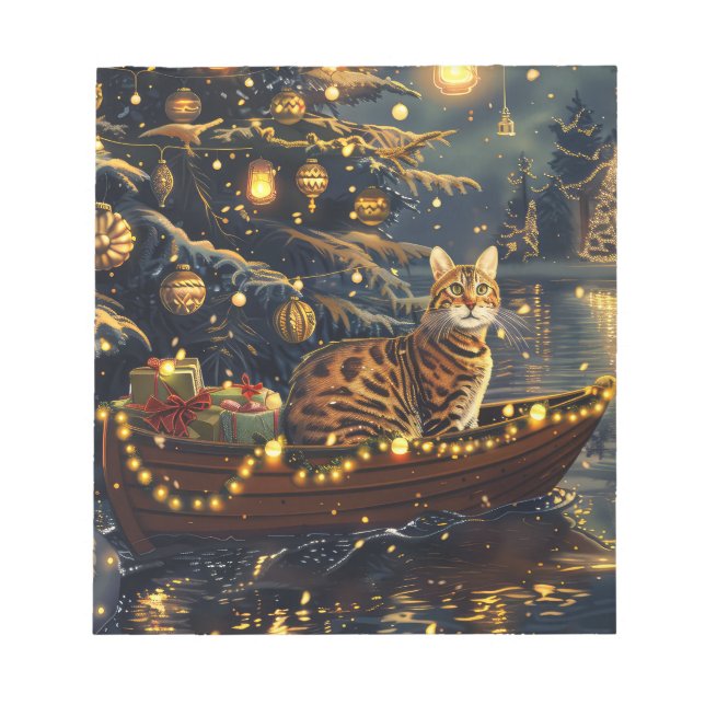 Bloc De Notas Viaje festivo para Navidades de gatos de Bengala (Frente)