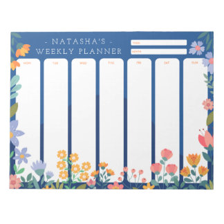 Bloc De Notas Vibrant Garden Floral Weekly Planner Notepad Blue