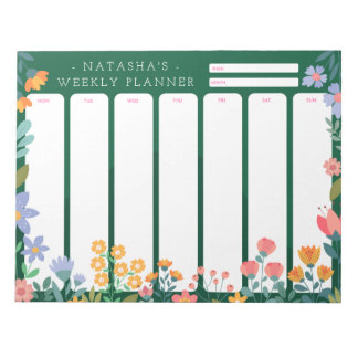Bloc De Notas Vibrant Garden Floral Weekly Planner Notepad Green