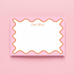 Bloc De Notas Vibrante Bordes Ondulados de Color Rosa y Naranja