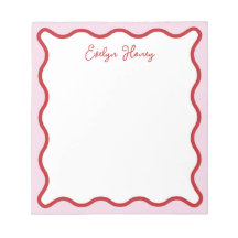 Vibrante colorido rojo rosa Wavy Zigzag Border