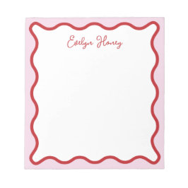 Bloc De Notas Vibrante colorido rojo rosa Wavy Zigzag Border