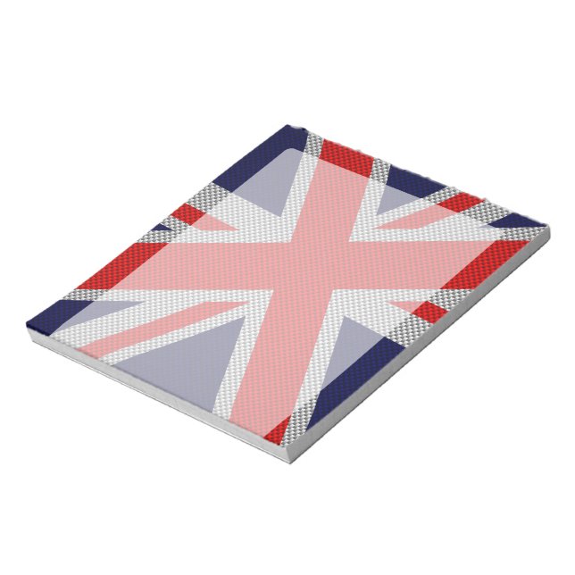 Bloc De Notas Vibrante Union Jack on Carbon Fiber Style Print (Lado Izquierdo)