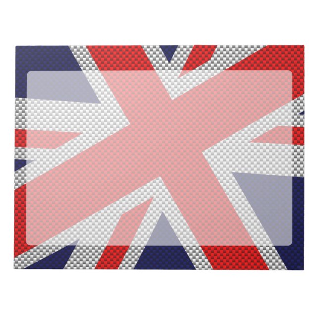 Bloc De Notas Vibrante Union Jack on Carbon Fiber Style Print (Frente)