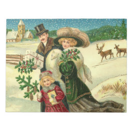 Bloc De Notas Victorian family in the snow Christmas scene