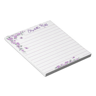 Bloc De Notas Vid floral personalizada púrpura