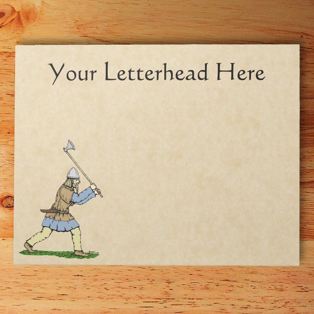 Bloc De Notas Viking Warrior Wielding Broad-Ax (Viking Warrior Wielding Broad-Axe Notepad on Desk)