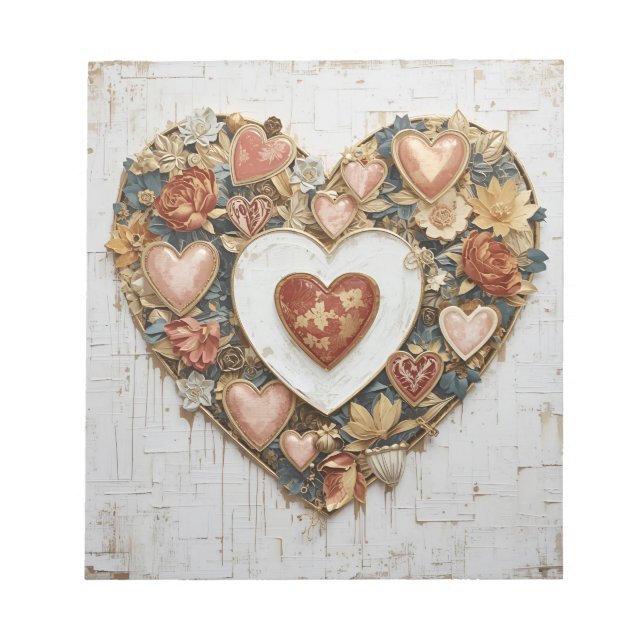 Bloc De Notas Vintage Abstract Hearts - Note Pad (Frente)