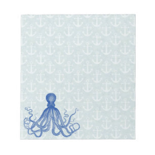 Bloc De Notas Vintage Blue Octopus with Anchors