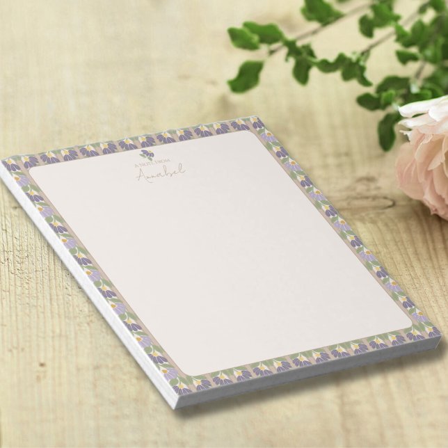 Bloc De Notas Vintage Botanical Notepad with Personalization (Personalized Floral Notepad by Blissful Learning)