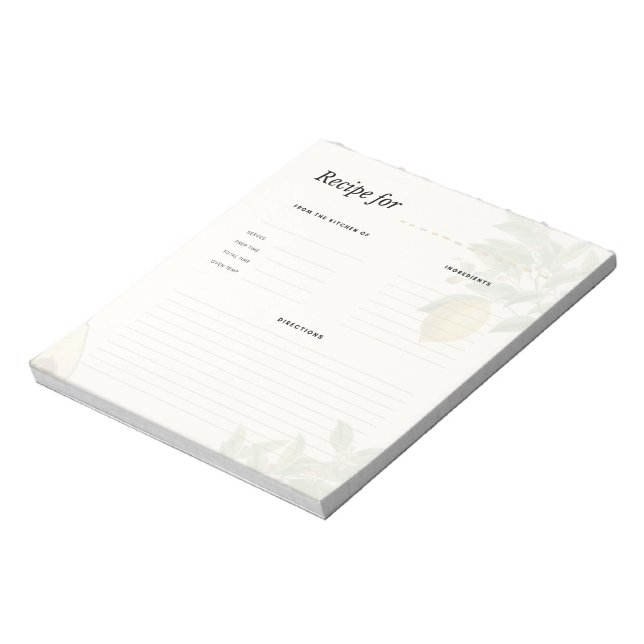 Bloc De Notas Vintage Botanical Recipe Notepad (Lado Izquierdo)