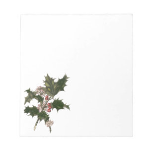 Bloc De Notas Vintage Christmas, Green Holly Planta con Berries