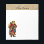 Bloc De Notas Vintage Christmas Old World Santa Claus<br><div class="desc">Un cuaderno con un viejo Navidad del Viejo Mundo, Santa Claus. El clásico santa del viejo mundo, con su famoso abrigo rojo y llevando una bolsa llena de juguetes. Este Santa de la vieja usanza es delgado y tiene un bastón para caminar por la tierra regalando juguetes a todos los...</div>