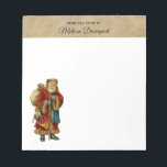 Bloc De Notas Vintage Christmas Old World Santa Claus<br><div class="desc">Un cuaderno con un viejo Navidad del Viejo Mundo, Santa Claus. El clásico santa del viejo mundo, con su famoso abrigo rojo y llevando una bolsa llena de juguetes. Este Santa de la vieja usanza es delgado y tiene un bastón para caminar por la tierra regalando juguetes a todos los...</div>