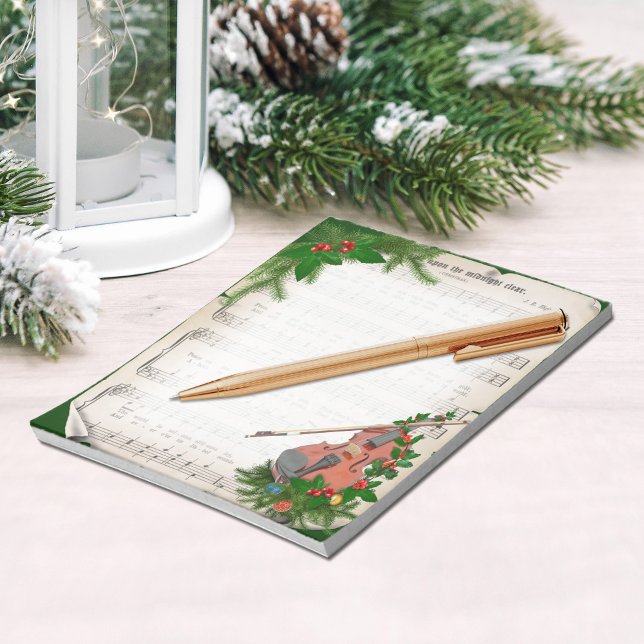 Bloc De Notas Vintage Christmas Sheet Music con violín festivo (Subido por el creador)
