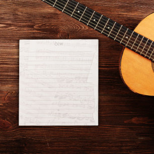 Bloc De Notas Vintage Elegante Hoja Música Monograma Inicial Lle