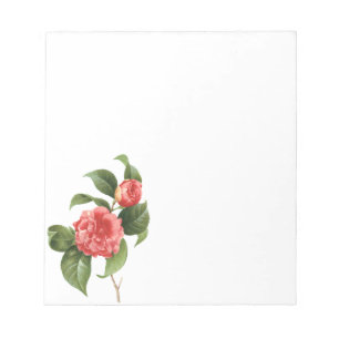 Bloc De Notas Vintage floral, flores rosadas de la camelia por