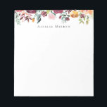 Bloc De Notas Vintage Garden Burgundy Floral<br><div class="desc">Flores de jardín de color acuático de inspiración vintage y follaje,  tabletas personalizadas.</div>