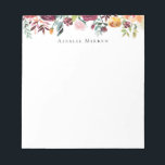 Bloc De Notas Vintage Garden Burgundy Floral<br><div class="desc">Flores de jardín de color acuático de inspiración vintage y follaje,  tabletas personalizadas.</div>