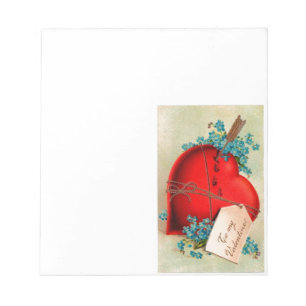 Bloc De Notas Vintage Gran Corazón de Sangrado Rojo San Valentín