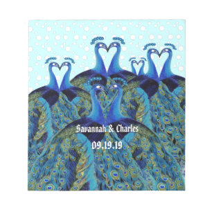 Bloc De Notas Vintage Kissing Peacocks Wedding Favors