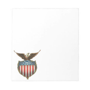 Bloc De Notas Vintage patriótico, Eagle calvo con la bandera