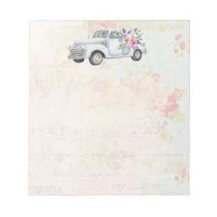 Bloc De Notas Vintage Pickup Truck Rustic Watercolor