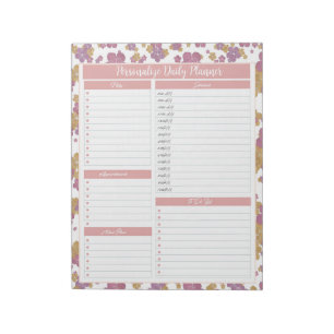 Bloc De Notas Vintage Rosa Floral Daily Planner Programación Par