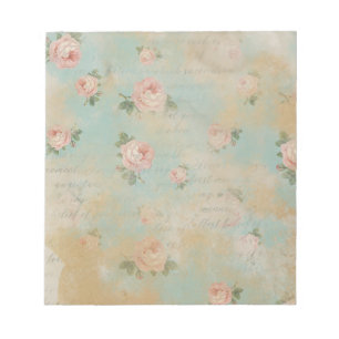 Bloc De Notas Vintage Shabby Chic Rosas Azul