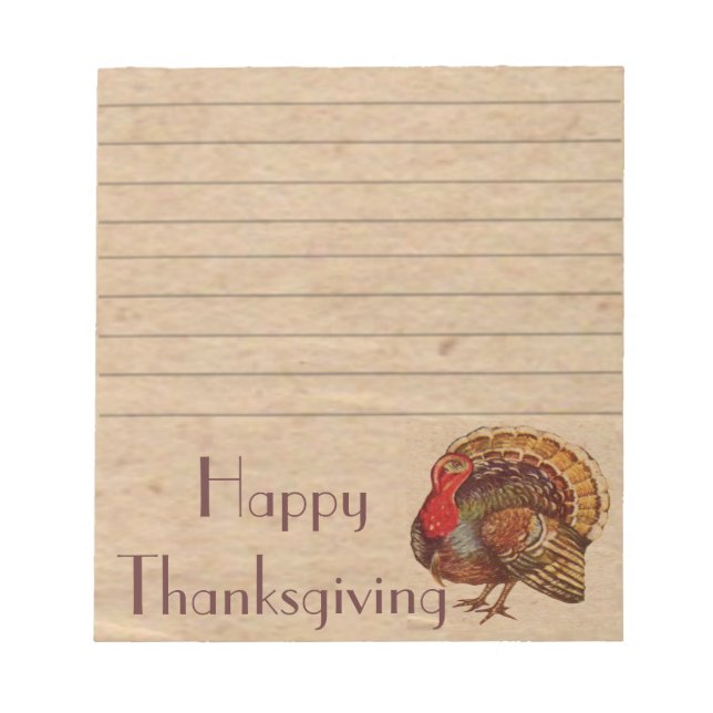 Bloc De Notas Vintage Thankding Turkey Notepad (Frente)