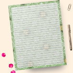 Bloc De Notas Vintage verde de los años 60 retro gobernado<br><div class="desc">Bloc de notas de gran resolución - Páginas de tamaño de letras estándar - 8, 5" X 11" con líneas de regla ancha negra en cada página para escritura sencilla - Papel de bloc de notas de un lado - Este diseño presenta un diseño retro de papel pintado de color...</div>