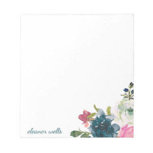 Bloc De Notas Vintage Watercolor Floral Personalized Stationery 