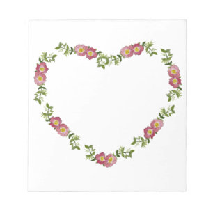 Bloc De Notas Vintage Wreath de flores en forma de corazón para 