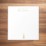 Bloc De Notas Violin Teacher Teacher Notes Elegant Script<br><div class="desc">Esta moda y su elegante bloc de notas presentan un violín de oro sencillo acompañado de una elegante tipografía de escritura. Ideal para músicos,  violinistas,  profesores de música y amantes de la música.</div>